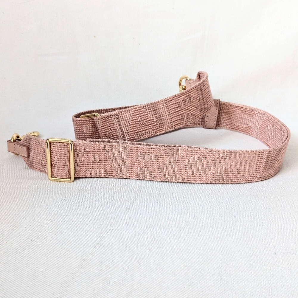 Marc Jacobs Smoky Peach Adjustable Webbing Thin Logo Strap With Golden Hardware - Picture 3 of 7